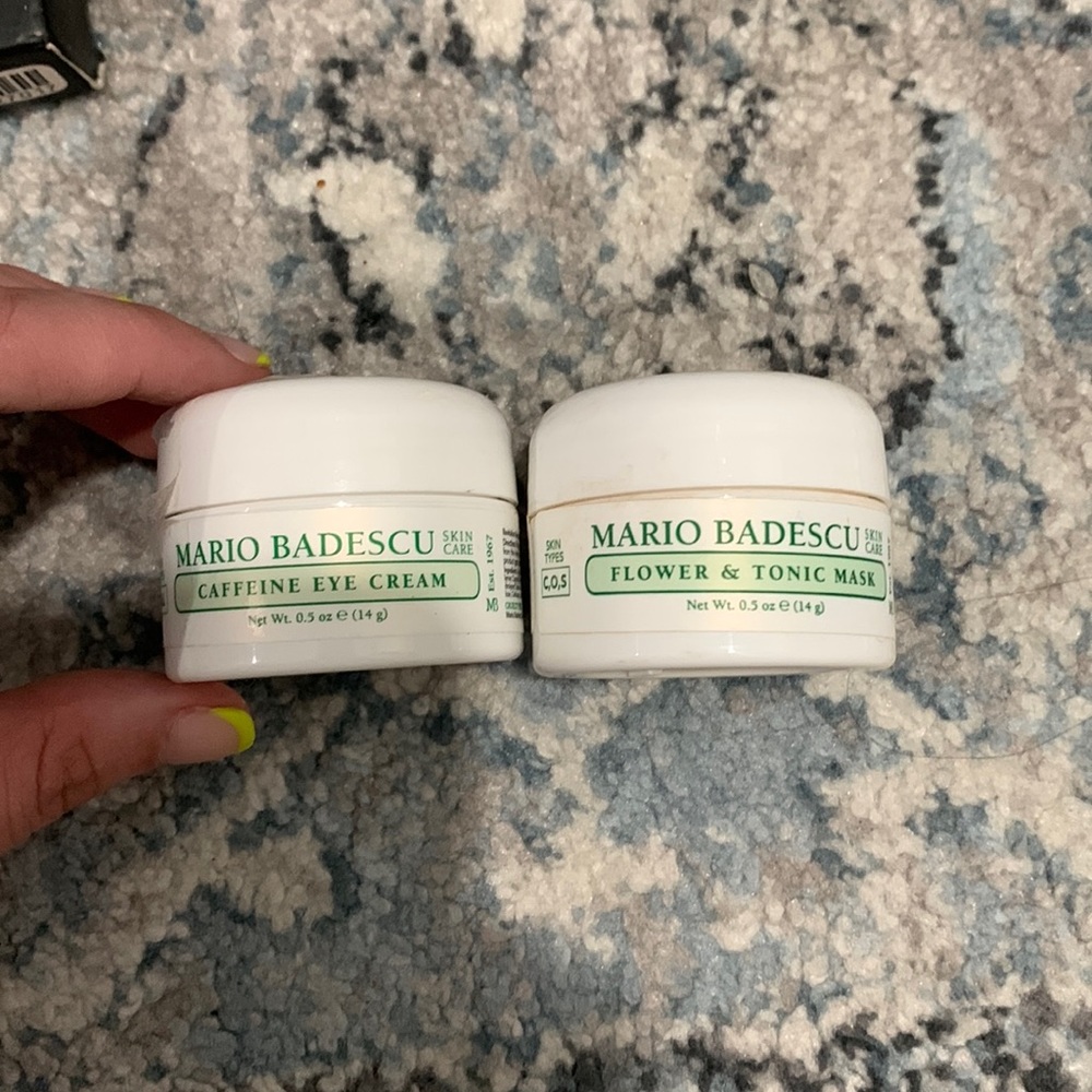 Mario Badescu caffeine eye cream and flower and tonic mask